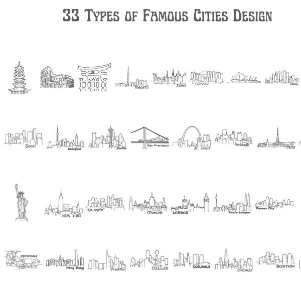 Famous Cities Embroidery Design - Machine Embroidery Pattern - 33 Types - Instant Download