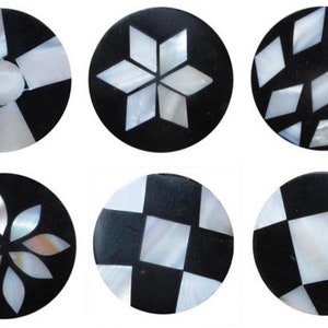 Wood Geometric Pattern Knobs, Door Drawer Pulls, Set of 6, Housewarming Gift, Home-Decor