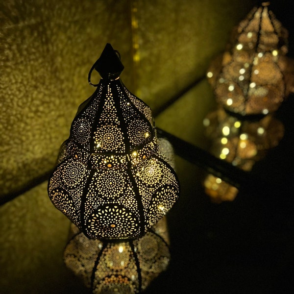 Vintage Extra Large Moroccan Lantern | Table top and Garden Lantern | Home Decor/ Christmas Holiday Gift -LED String Lights Included