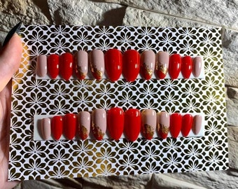 RED NAILS | Soft Gel | Handmade press on nails | Fake Nails | Short Almond