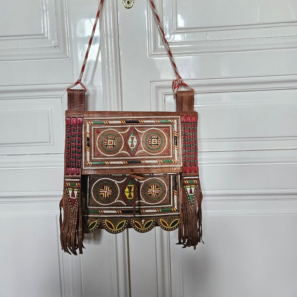 Vintage marokkanische Fransen Leder Tasche,Western Stil, Native American, Navajo
