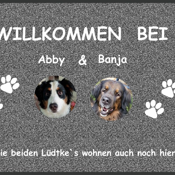 Fußmatte " Willkommen bei....  personalisiert mit Foto , das perfekte Geschenk für alle Hundebesitzer, Tierliebhaber, Katzenbesitzer