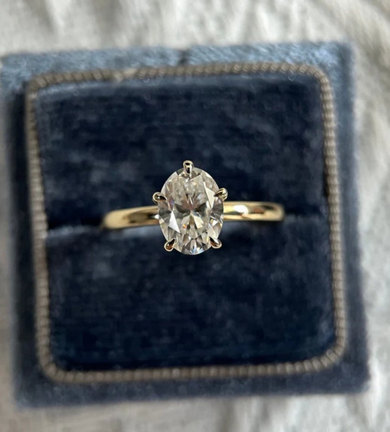 1.5ct Oval Cut Moissanite Engagement Ring/14K shops Yellow Gold Solitaire Ring/Minimalist Wedding Ring/Classic 5 Prongs Promise Ring for Her/Gift