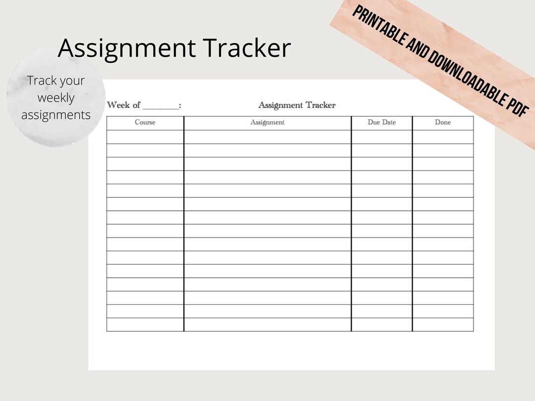 Assignment Tracker, Track Your Assignments, Printable, PDF, Instant ...