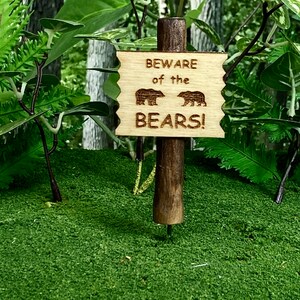 Beware of the Bears, Miniature Fairy Garden Signs, Home Decor, Fairy Garden Accessories, Wood Sign