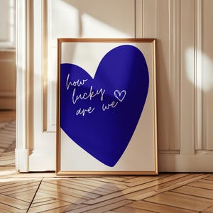 How lucky Are We Typography Art Print - Modern text graphic illustration, gratitude love wedding gift, wall art, valentines anniversary gift