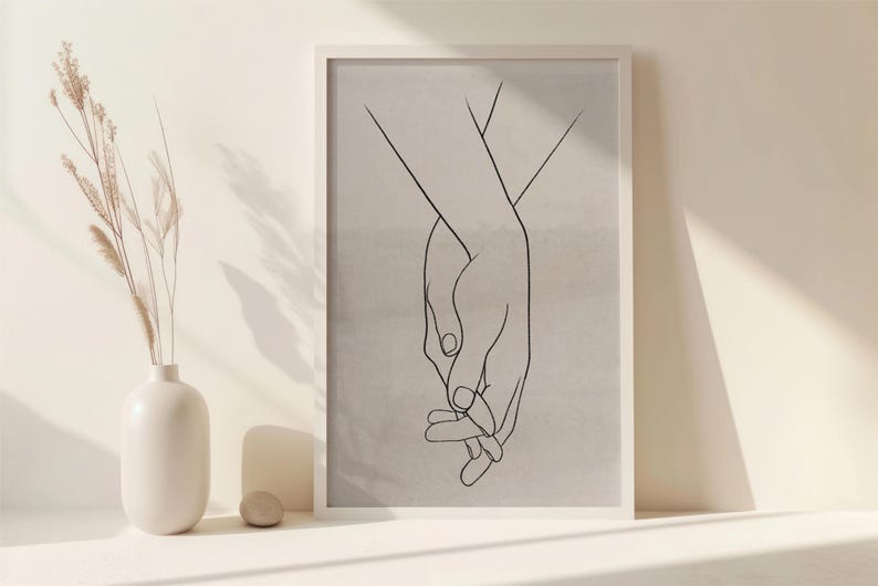 Holding Hands Line Art Print, Minimalist Couple Art (digital Download ...