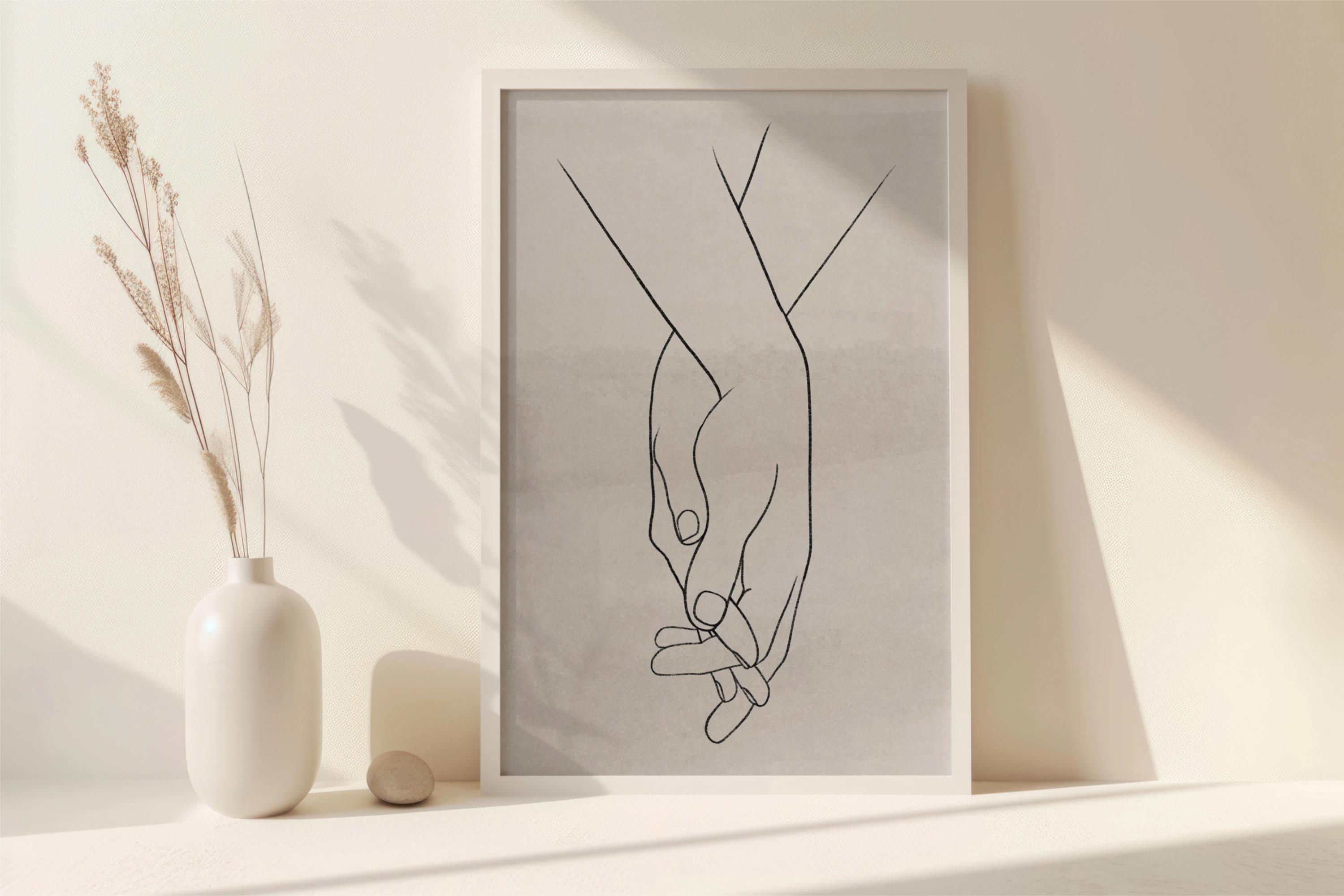 Holding Hands Line Art Print, Minimalist Couple Art (digital Download ...