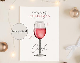 Biglietto di Natale personalizzato con vino rosato: regalo per gli amanti del vino