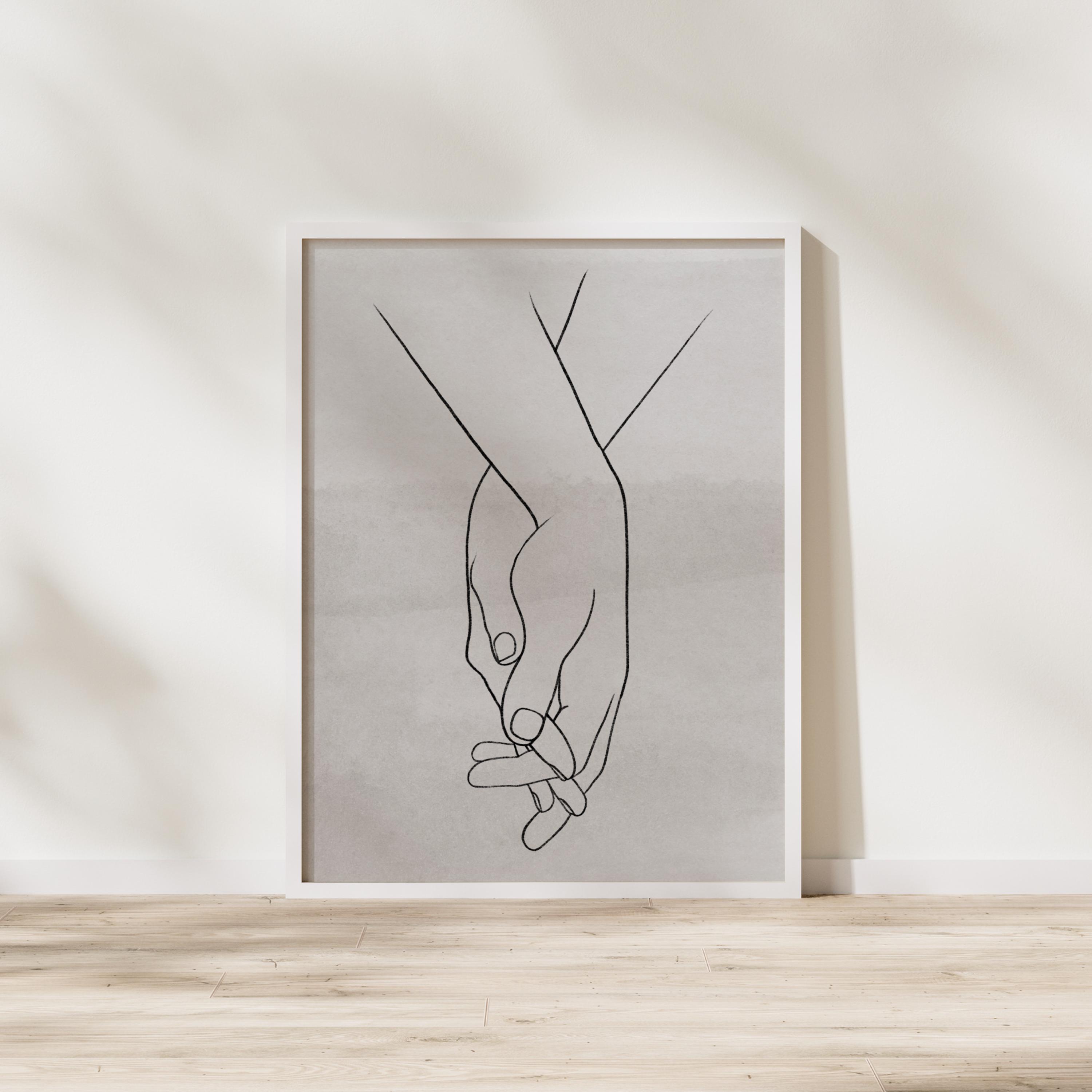 Holding Hands Line Art Print, Minimalist Couple Art (digital Download ...