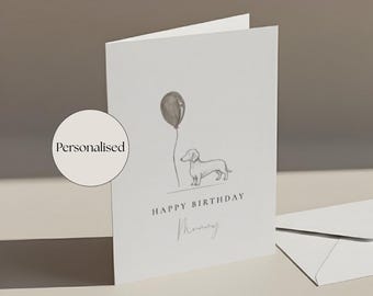 Personalised Dachshund Birthday Card sausage dog line art
