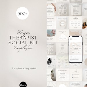 Publicaciones de Instagram para terapeutas, plantillas de salud mental, redes sociales para psicólogos, consejeros, terapia, asesoramiento, psicología, plantillas de Canva
