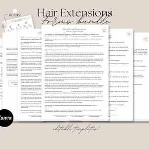 EDITABLE Hair Extensions Forms,Hair Extensions Consultation Form,Hair Extensions contract ,Hair Extension Agreement,CANVA TEMPLATE