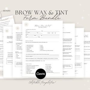 Brow Wax & tint Client Forms bundle - Editable templates, Esthetician Wax Form, Eyebrow Wax and Tint,  Client Consultation, Esthetician form