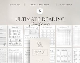 Printable Reading Tracker Journal | Reading Log | Book Tracker | Book Journal | Reading Planner | Reading Tracker | Reading Planner PDF