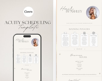 Hair Stylist Acuity Scheduling Template | Acuity Scheduling Template | Hair Stylist Website | Hair Stylist Branding | Canva Template