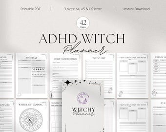 Witchy planner, Witch planner, Witchy digital planner, Witch journal, Tarot journal, Printable planner, Astrology planner, Grimoire journal