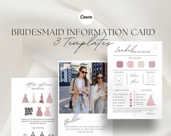 Editable Bridesmaid Information Card, bridesmaid proposal card template, will you be my bridesmaid card, bridesmaid info card, bridesmaid.