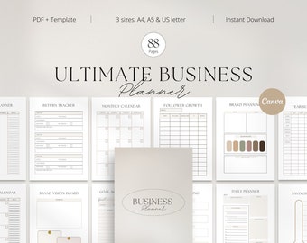 2024 Printable Business Planner Bundle: Editable, Small Business Planner, Content Planner, Social Media Planner, Business Plan Template