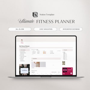 Notion Template Fitness Planner | Weight Loss Planner | Fitness Tracker | Workout Plan | Self Care | Wellness Health | Fitness Journal