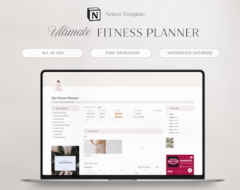 Plantilla de Notion: Planificador de ejercicios, Planificador de pérdida de peso, Rastreador de ejercicios, Plan de entrenamiento, Autocuidado, Salud y bienestar, Diario de ejercicios