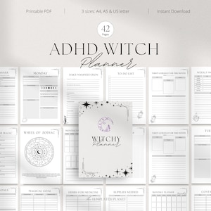 Witchy planner, Witch planner, Witchy digital planner, Witch journal, Tarot journal, Printable planner, Astrology planner, Grimoire journal