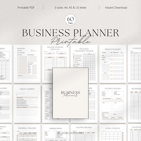 Business planner, business plan, small business plan, printable planner, business workbook, business printable, Start Up Workbook, PDF