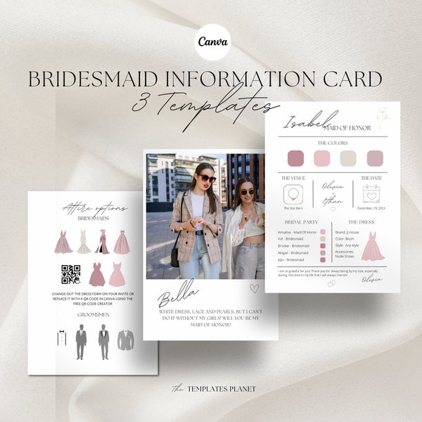 Editable Bridesmaid Information Card, bridesmaid proposal card template, will you be my bridesmaid card, bridesmaid info card, bridesmaid.