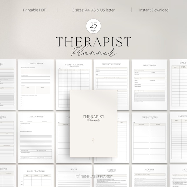 Therapist Planner, Therapist Worksheet, Notebook, Counseling Notes, Therapist Notes, Therapist Sheets, Psychotherapist, Therapy Session.