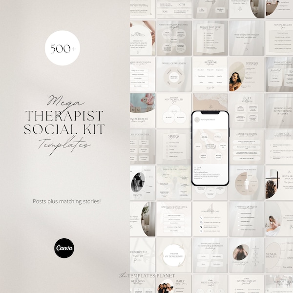 Therapist Instagram Posts, Mental Health Templates, Psychologist Social Media, Counselor, Therapy, Counseling, Psychology, Canva Templates