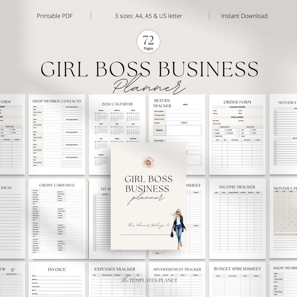 2024 Girl boss business planner,business plan,small business plan,printable planner, business workbook, business printable,start-up workbook