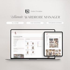 Notion Template Wardrobe Manager | Notion Outfit Planner | Notion Template Outfit Planning | Aesthetic Notion | Notion Planner