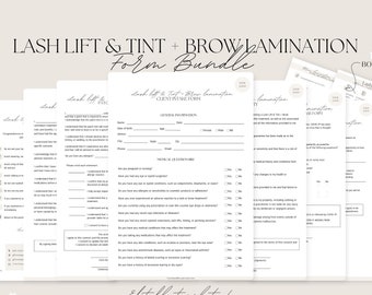 Editable Brow Lamination + Lash Lift + Tint Form, Intake and Client Consent, Editable/Printable Salon,CANVA Templates, Spa Business Forms