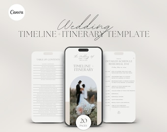 Mobile Wedding Timeline + Itinerary Canva Template, Wedding Itinerary Template,Wedding Timeline,Wedding Weekend Itinerary Template,Itinerary