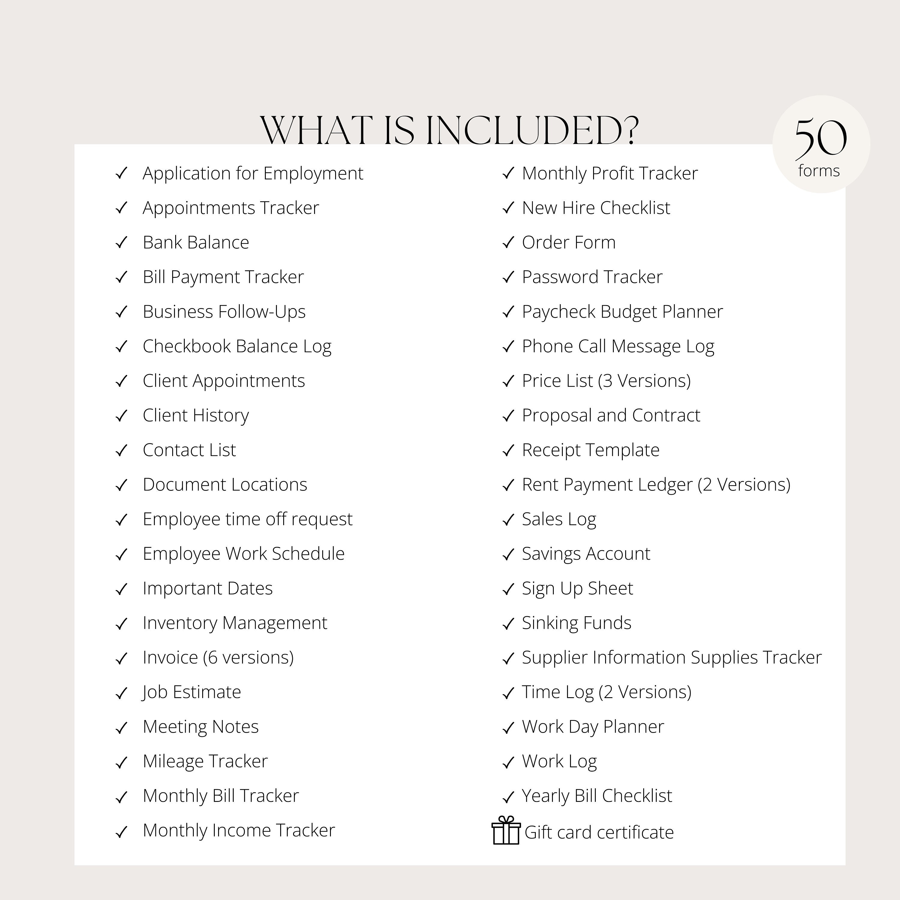 Business Forms Templates Bundle Small Business Forms Invoice Price