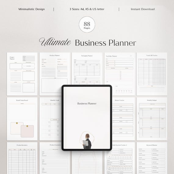 Small Business Planner, Content Planner and Social Media Planner, Business Plan and Inventory Tracker + More! | Undated PDF