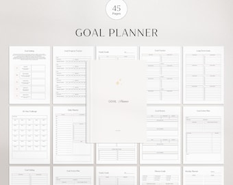 Goal Planner Bundle | Yearly Goals, SMART Goal | Reflections | Productivity |  Goals Tracker | Goal Setting Worksheets | Vision Board