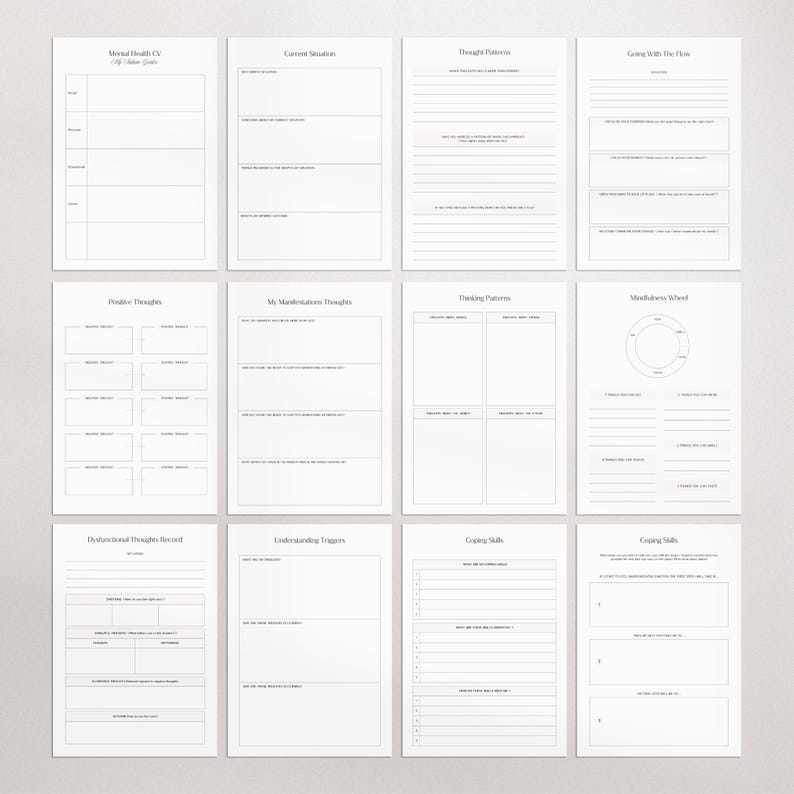 Quaderno di lavoro per la salute mentale / Diario dell'ansia / Monitoraggio dell'umore / Lavoro ombra / Schede di lavoro CBT / Diario della terapia / Diario del benessere / Cura di sé immagine 4