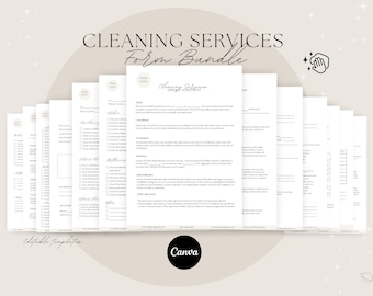 Cleaning services forms bundle - editable template, Cleaning Contract, cleaning checklist, Housekeeper contract, business, Agreement - Canva