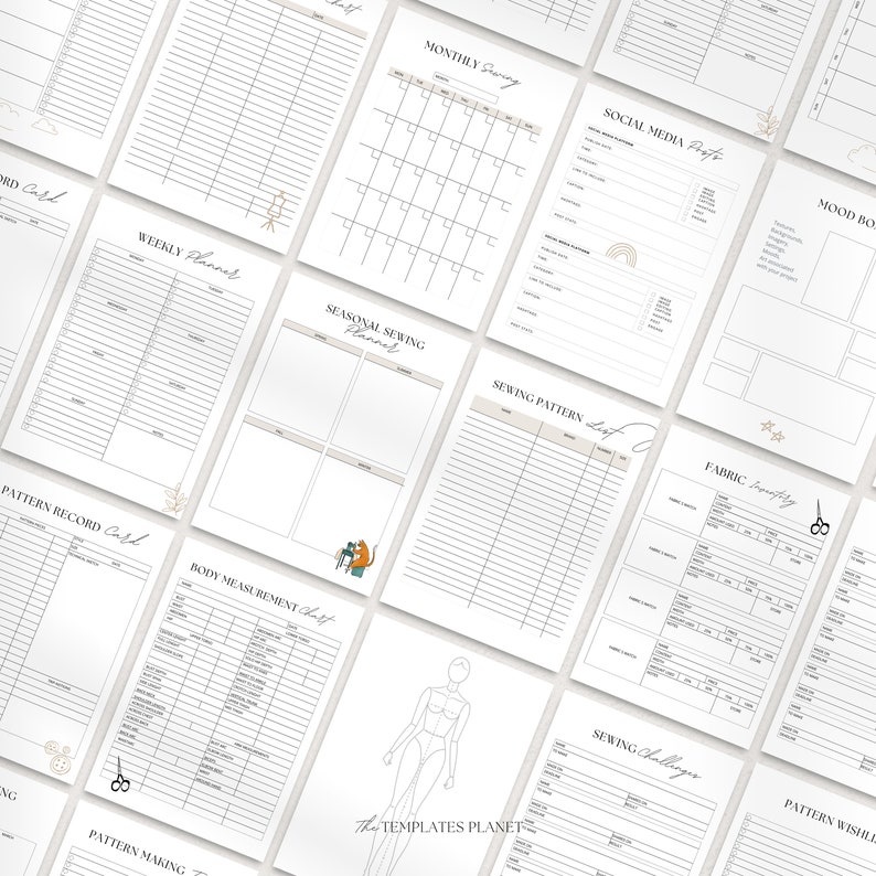Sewing Planner, Printable or digital PDF Sewing Planner, Sewing Pattern Organizer, Sewing Project, Sewing, Sewing journal, Quilt Planner image 6