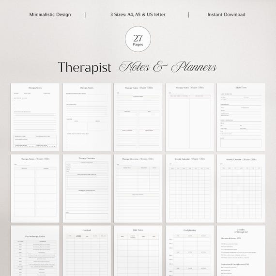 Therapist Planner | Therapy Session | Therapy Notes | Therapist Notebook | Therapist Worksheets | Counseling Notes  | Therapist Notes | PDF