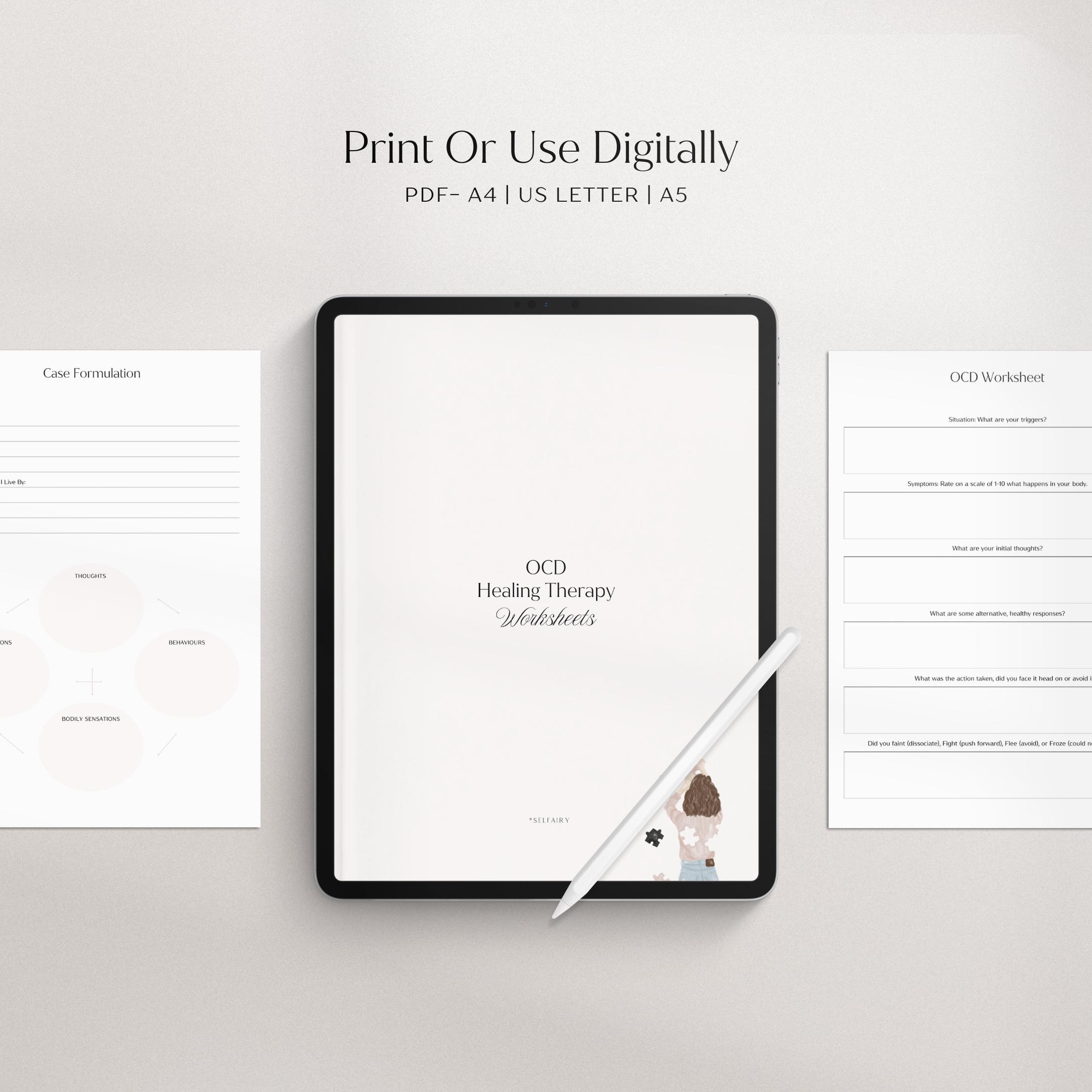 OCD Worksheets Bundle | CBT Workbook | Cognitive Behavioral Therapy ...