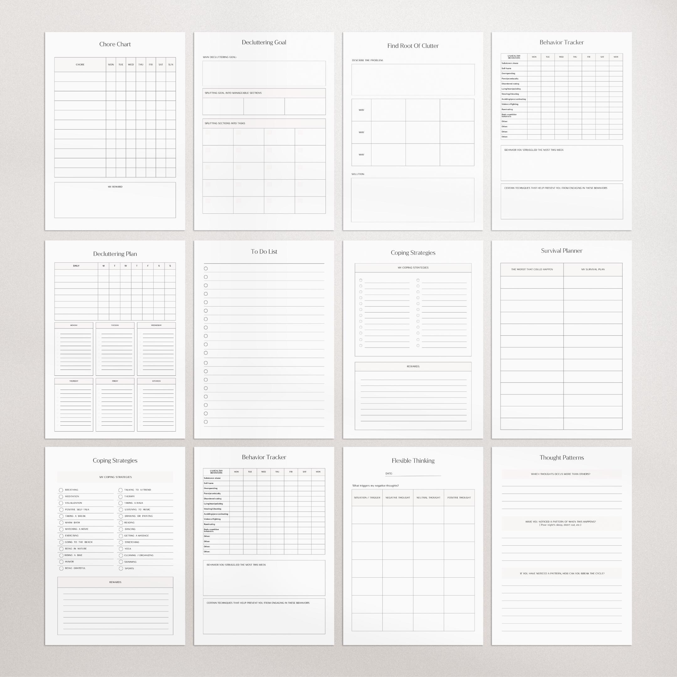 ADHD Therapy Workbook Worksheets | Mental Health | Anxiety Journal ...