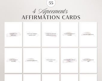 4 Agreements Affirmation Cards,  Positive Affirmations, I am affirmations, Flash Cards, Self Esteem, Self Care, Self Love