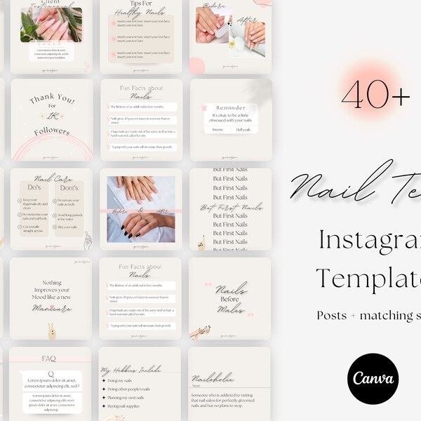 Esthetician Instagram Post Templates, Nail Technician Instagram Posts, Nail artist template, nail salon posts, nail tech quotes.