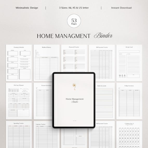 Home Management Binder | Cleaning Schedule | ADHD Planner Printable | Life Binder | Cleaning Checklist, Medical Binder | Household Planner