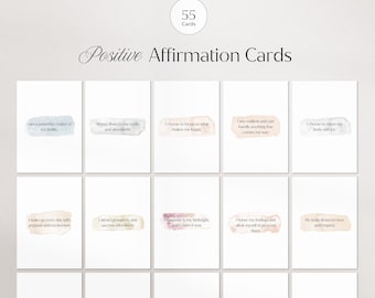 Positive Affirmation Cards | Positive Quote Flash Cards | Self Esteem | Confidence | Self Care | Self Love | CBT | Printable & Digital Cards
