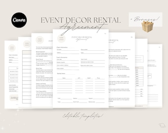 Event Decor Rental Agreement templates , Event decor rental contract, Party Equipment Rental Contract, Event decor contract, event agreement