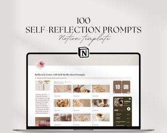 Selbstreflexions-Journal fordert den Planer auf | Notion Journal Selbstreflexionsfragen Notion Template Minimalist Notion Dashboard
