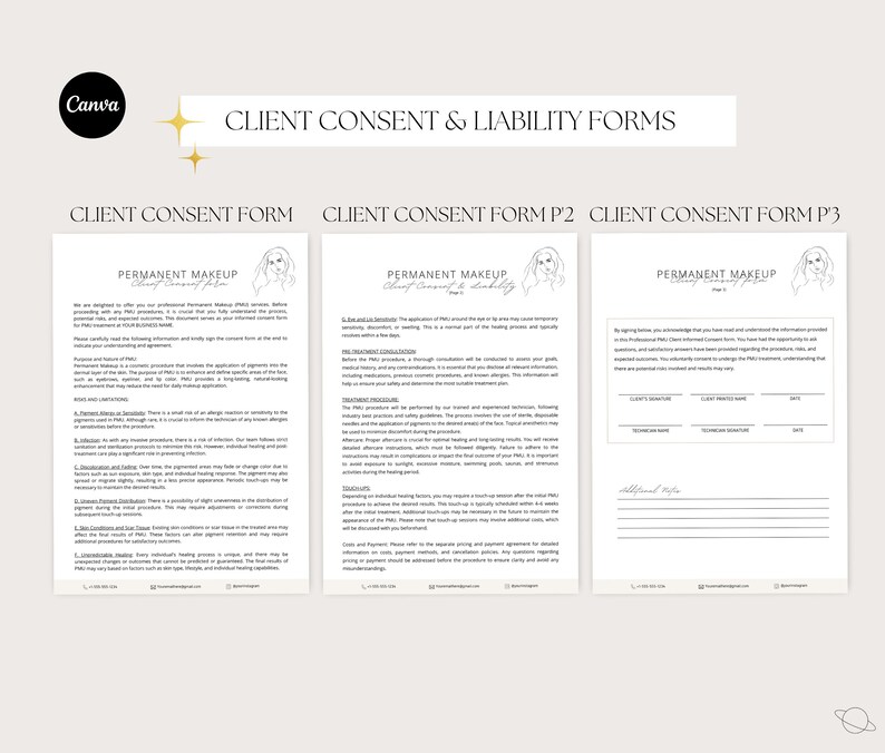 Permanent Makeup Forms Editable Templates, PMU Consent Form,esthetician ...